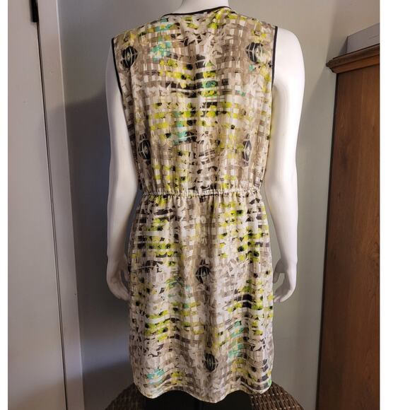Apt9 Lime Graphic Sleeveless Mini Dress L Lined Beachy Elastic Waist Quarter Zip - Picture 4 of 12
